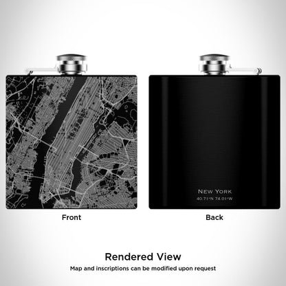 New York - New York Map Hip Flask in Matte Black - Drinkware