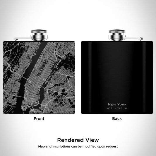 New York - New York Map Hip Flask in Matte Black - Drinkware