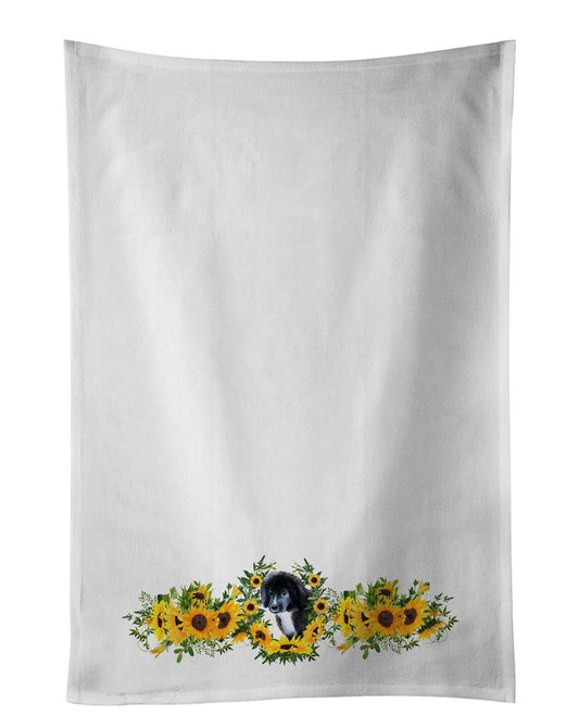 Newfoundland Puppy in Sunflowers Kitchen Towel Set of 2 - One Color / One Size - Home & Garden - Home Textile - Towels