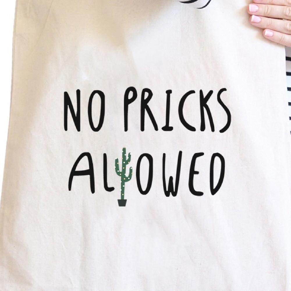 No Pricks Allowed Natural Canvas Tote Bag - One Color / One Size - Bags & Luggage - Women’s Bags