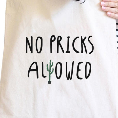 No Pricks Allowed Natural Canvas Tote Bag - One Color / One Size - Bags & Luggage - Women’s Bags