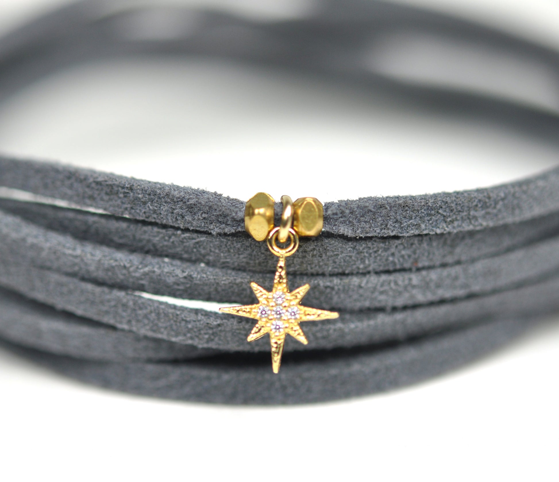 North Star Grey Suede Wrap Bracelet - One Color / One Size - Jewelry & Accessories