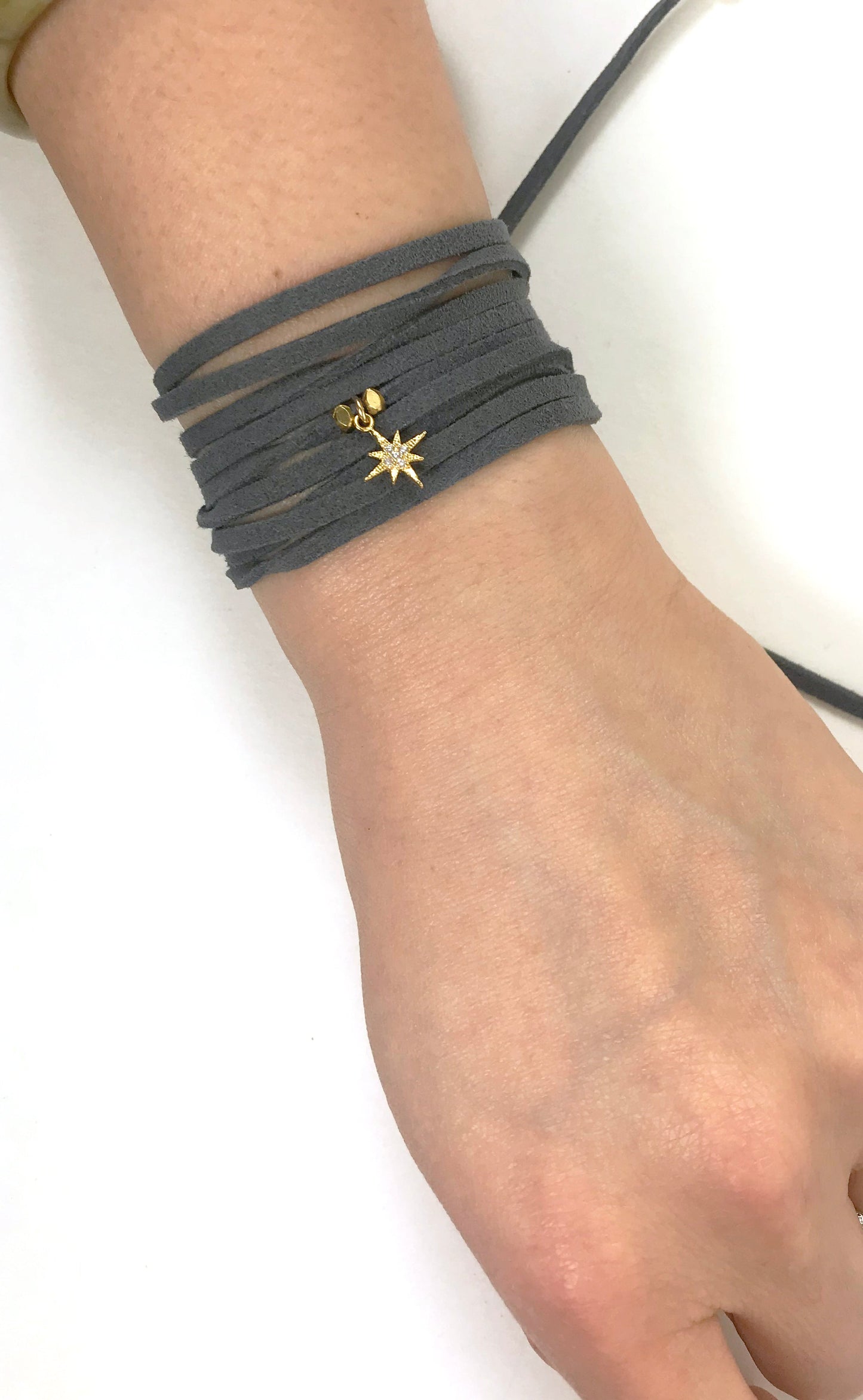 North Star Grey Suede Wrap Bracelet - One Color / One Size - Jewelry & Accessories