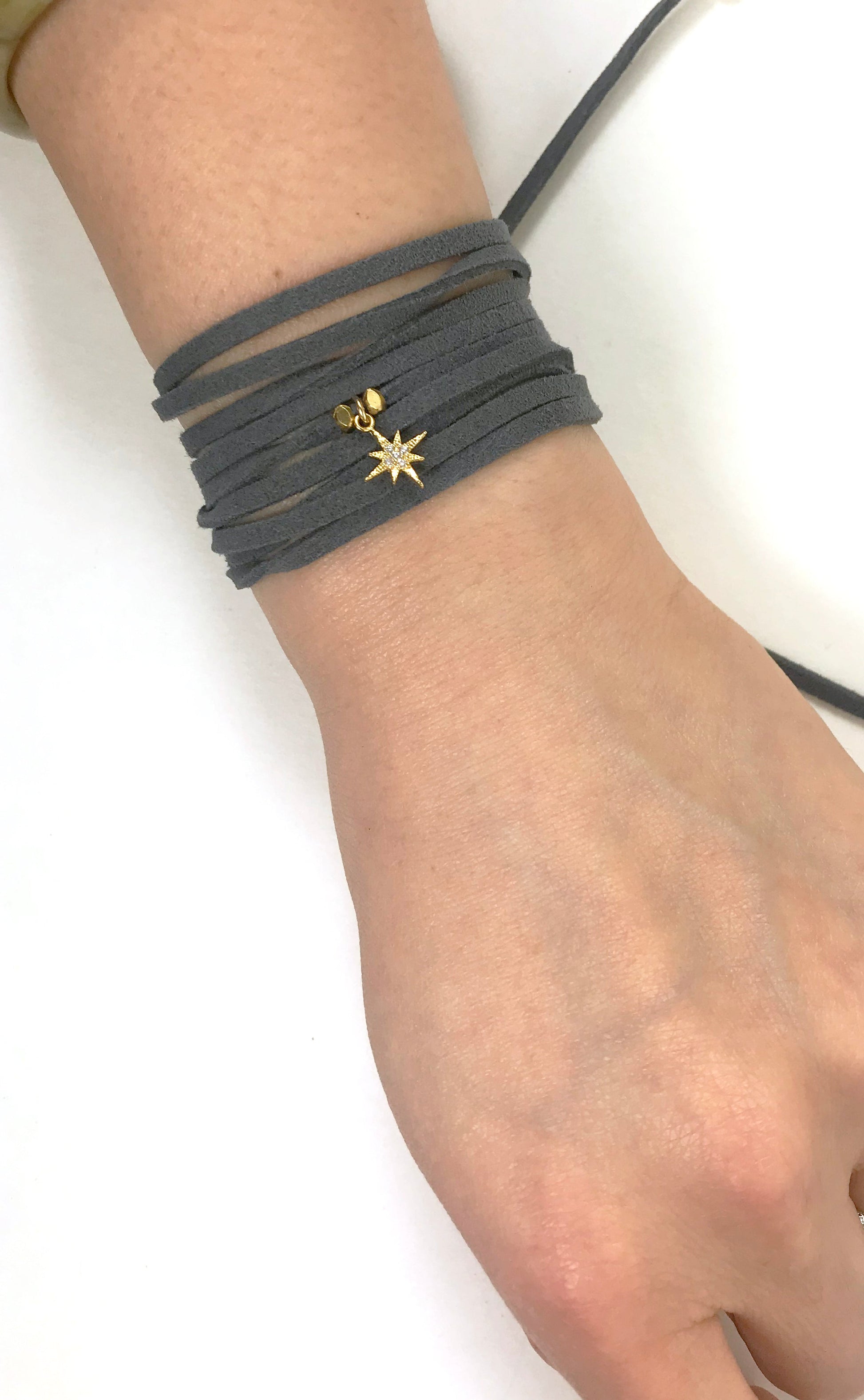 North Star Grey Suede Wrap Bracelet - One Color / One Size - Jewelry & Accessories
