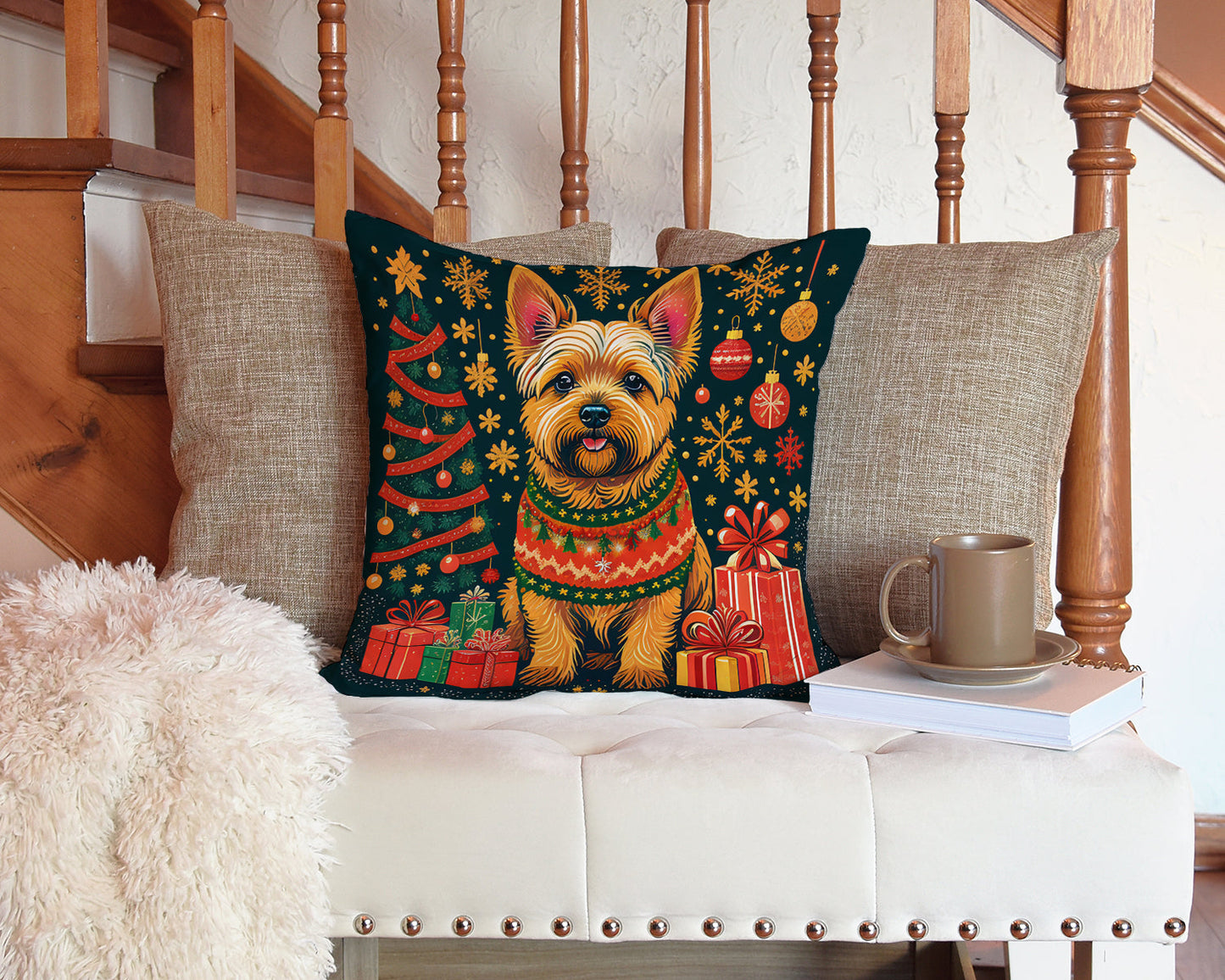 Norwich Terrier Christmas Throw Pillow - One Color / One Size - Home & Garden - Home Textile - Pillows