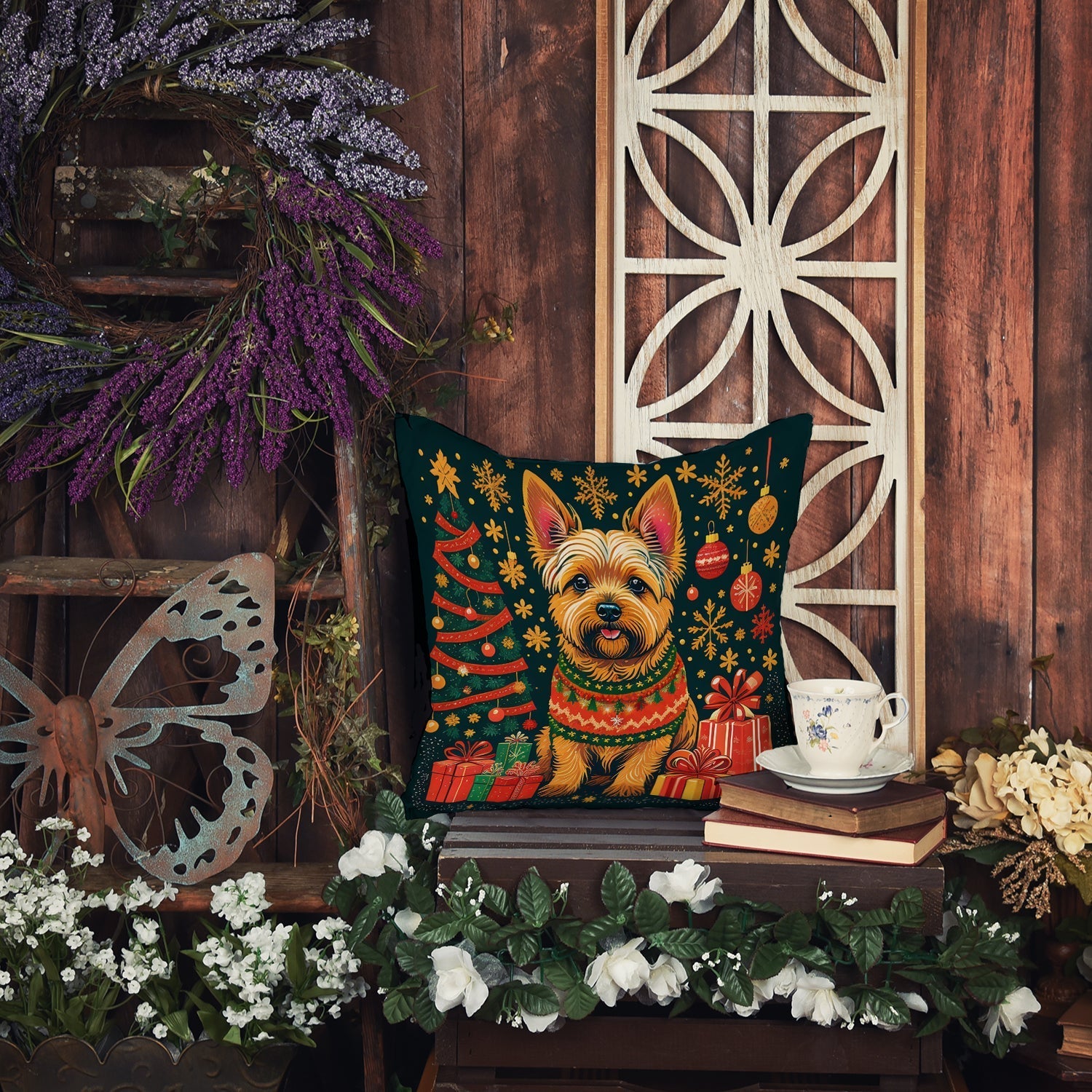 Norwich Terrier Christmas Throw Pillow - One Color / One Size - Home & Garden - Home Textile - Pillows