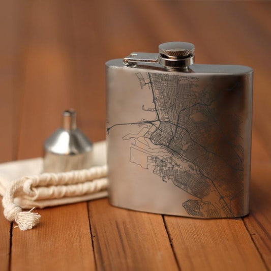 Oakland - California Map Hip Flask - Drinkware