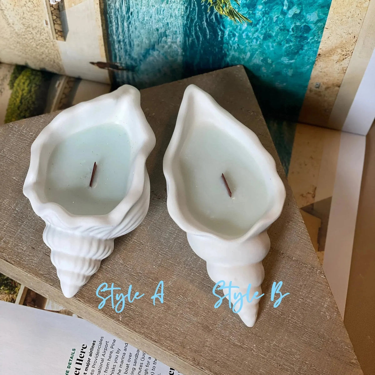 Ocean’s Whisper Sea Shell Candle Jesmonite Vessel - Home & Garden - Home Decor - Candles & Holders
