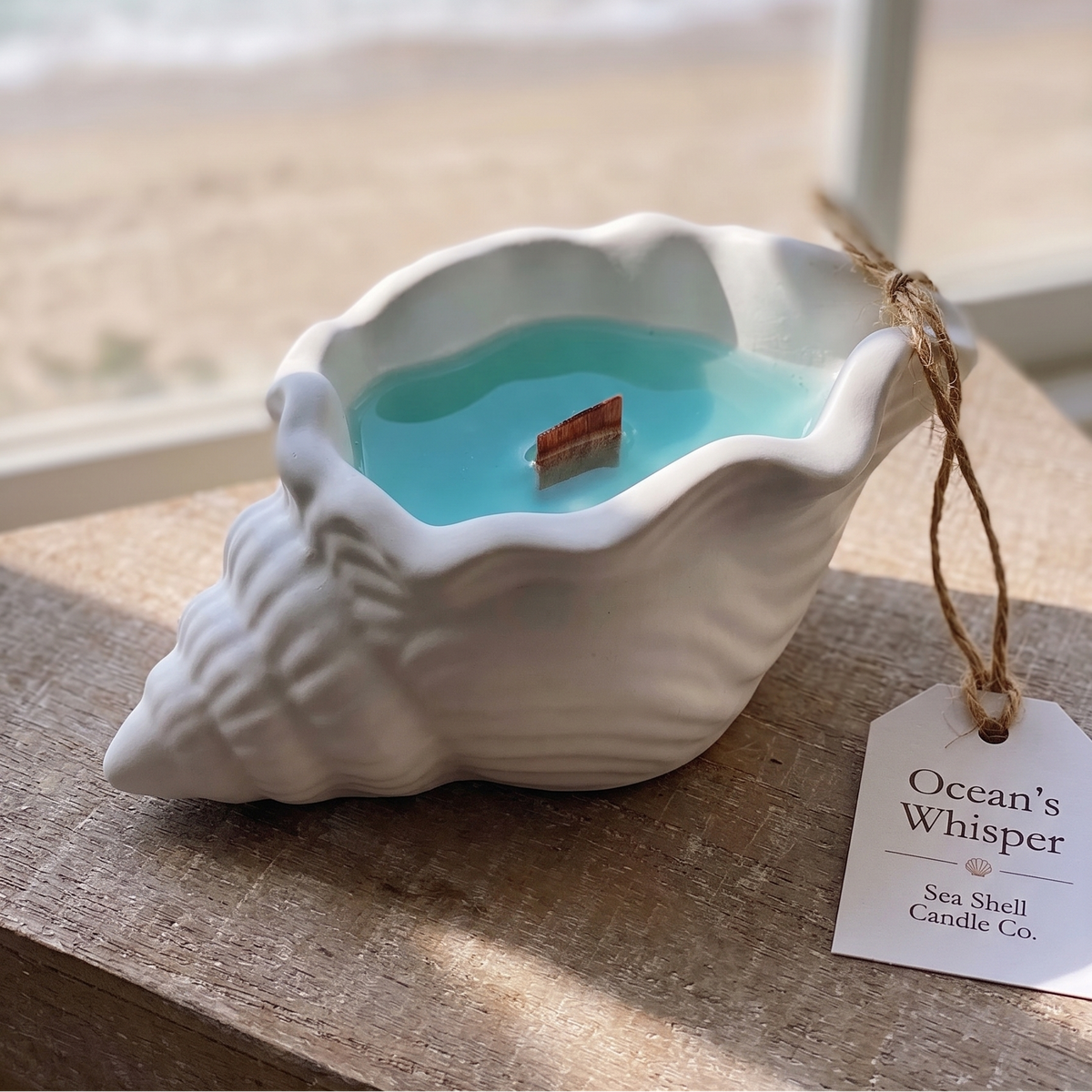 Ocean’s Whisper Sea Shell Candle Jesmonite Vessel - Style A / Unscented - Home & Garden - Home Decor - Candles & Holders