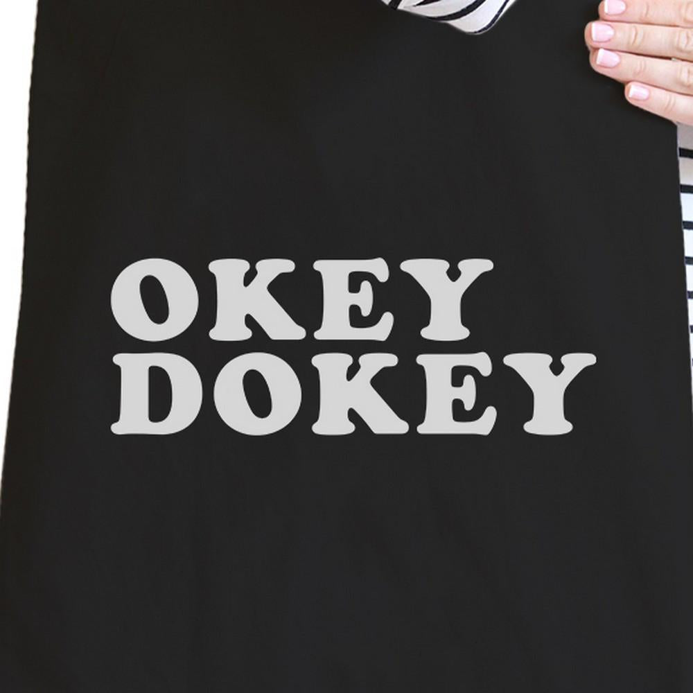 Okey Dokey Black Canvas Eco Bag Cute Graphic Trendy Tote Bag - One Color / One Size - Bags & Luggage - Women’s Bags