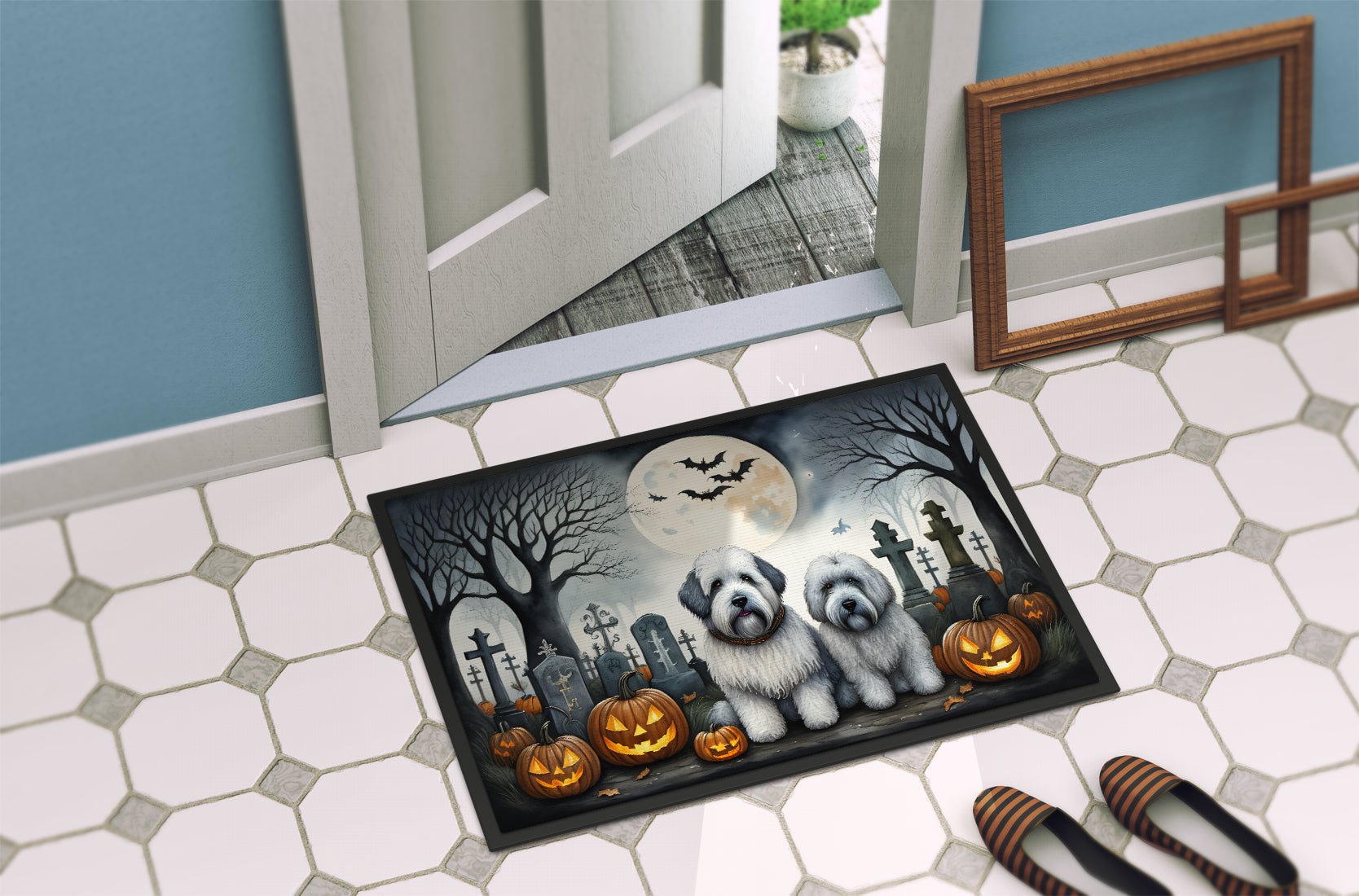 Old English Sheepdog Spooky Halloween Doormat - One Color / One Size - Home & Garden - Home Textile - Carpets & Rugs