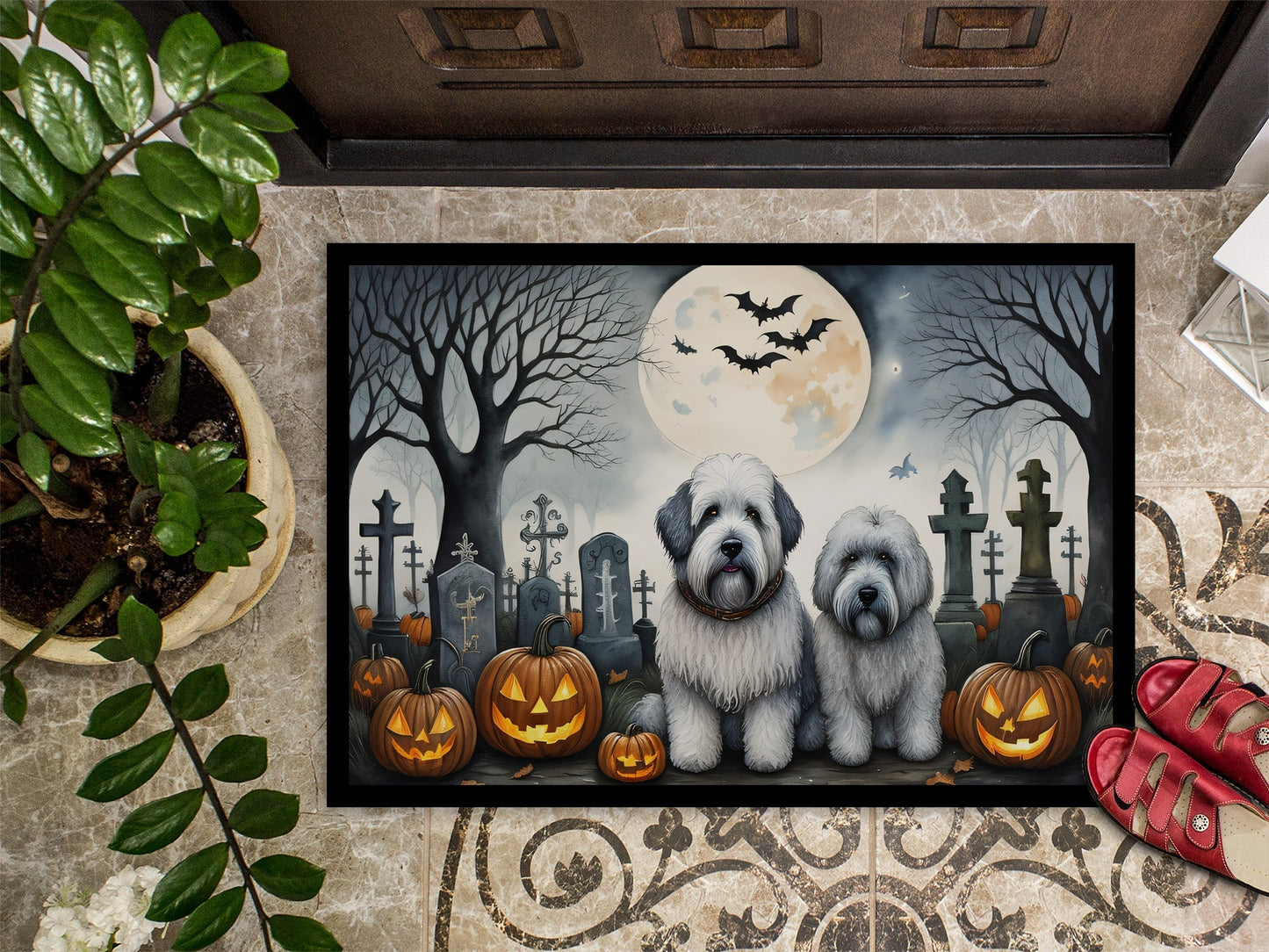 Old English Sheepdog Spooky Halloween Doormat - One Color / One Size - Home & Garden - Home Textile - Carpets & Rugs