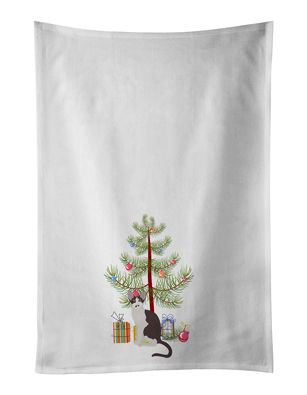 Oriental Bicolor Cat Christmas Kitchen Towel Set of 2 - One Color / One Size - Home & Garden - Home Textile - Towels