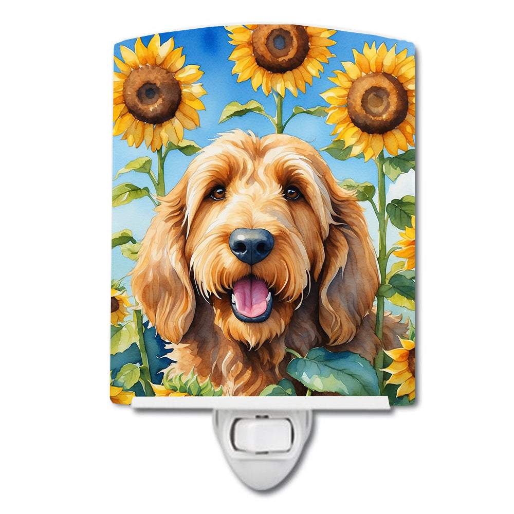 Otterhound in Sunflowers Ceramic Night Light - One Color / One Size - Home & Garden - Home Improvement - Lights &