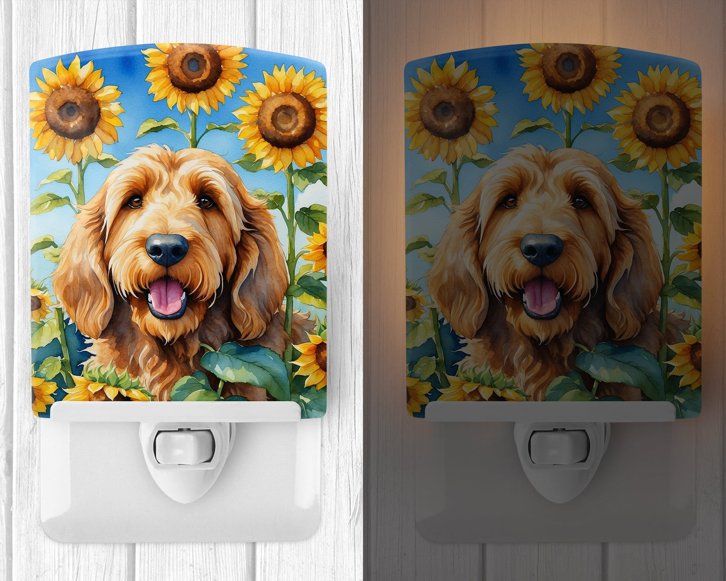 Otterhound in Sunflowers Ceramic Night Light - One Color / One Size - Home & Garden - Home Improvement - Lights &
