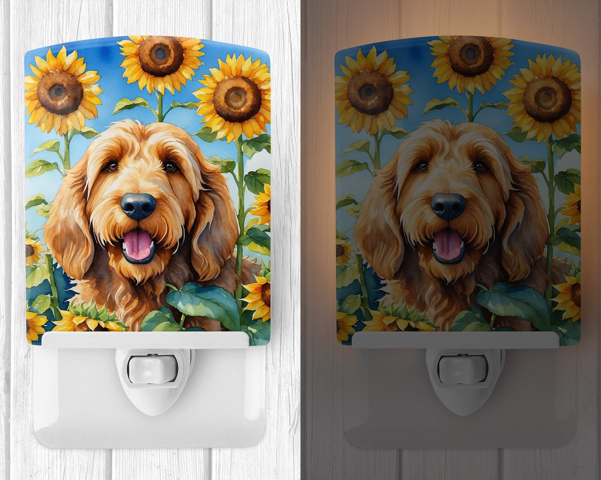 Otterhound in Sunflowers Ceramic Night Light - One Color / One Size - Home & Garden - Home Improvement - Lights &