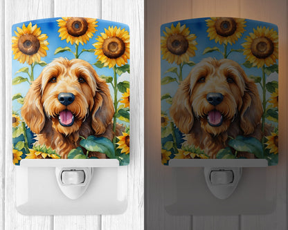 Otterhound in Sunflowers Ceramic Night Light - One Color / One Size - Home & Garden - Home Improvement - Lights &