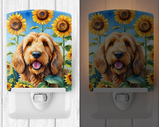 Otterhound in Sunflowers Ceramic Night Light - One Color / One Size - Home & Garden - Home Improvement - Lights &
