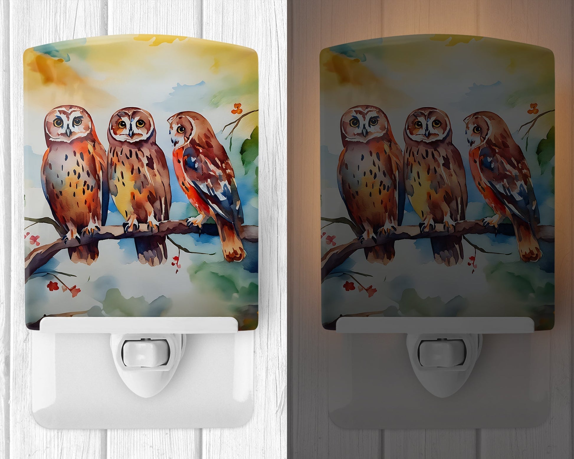 Owls Ceramic Night Light - One Color / One Size - Home & Garden - Home Improvement - Lights & Lighting - Night Lights