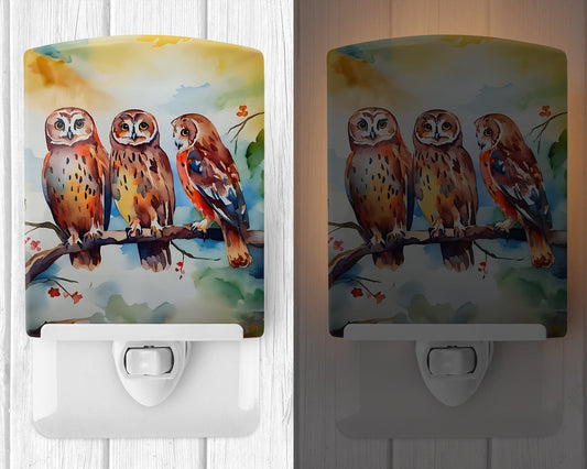 Owls Ceramic Night Light - One Color / One Size - Home & Garden - Home Improvement - Lights & Lighting - Night Lights