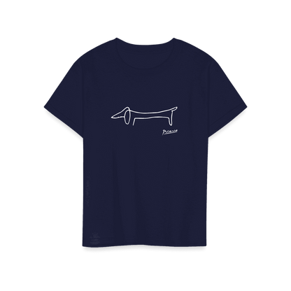 Pablo Picasso Dachshund Dog (Lump) Artwork T-Shirt - Youth / Navy / S - Men’s Fashion - Men’s Clothing - Shirts - Short