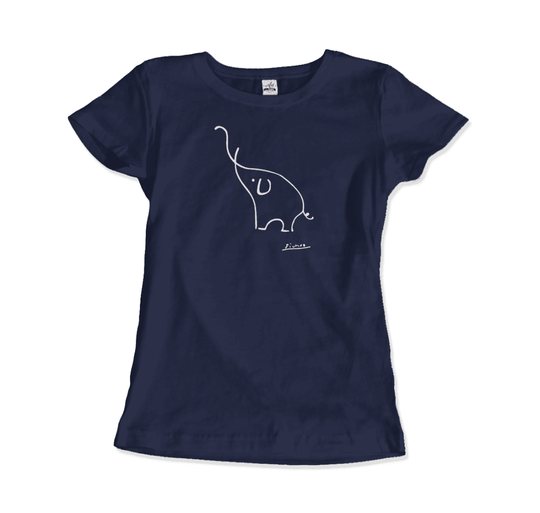 Pablo Picasso Elephant Sketch Artwork T-Shirt - Women / Navy / 2XL - Men’s Fashion - Men’s Clothing - Tops & Tees