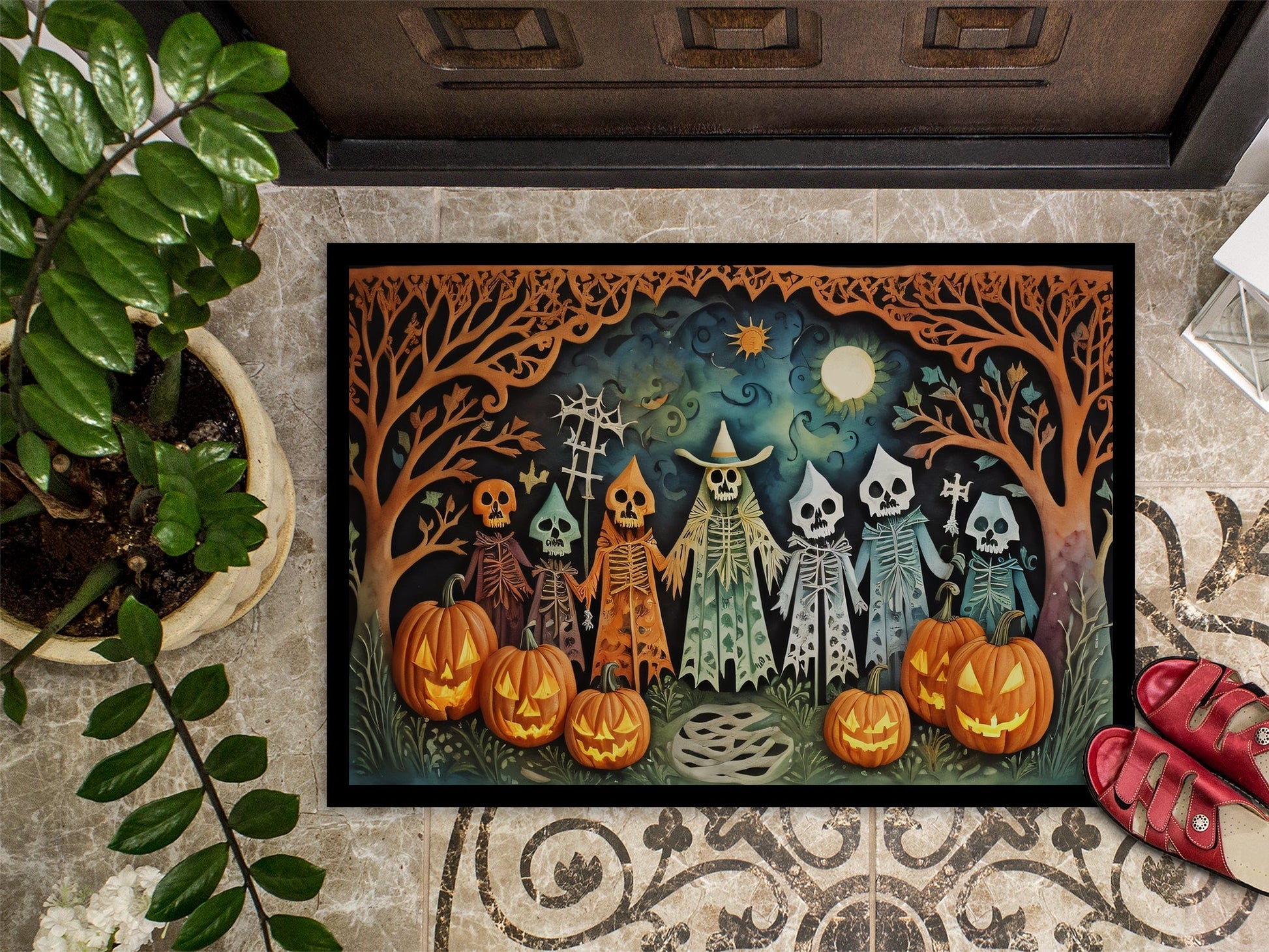 Papel Picado Skeletons Spooky Halloween Doormat - One Color / One Size - Home & Garden - Home Textile - Carpets & Rugs