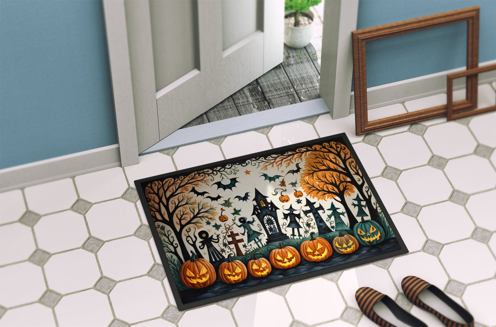 Papel Picado Skeletons Spooky Halloween Doormat - One Color / One Size - Home & Garden - Home Textile - Carpets & Rugs