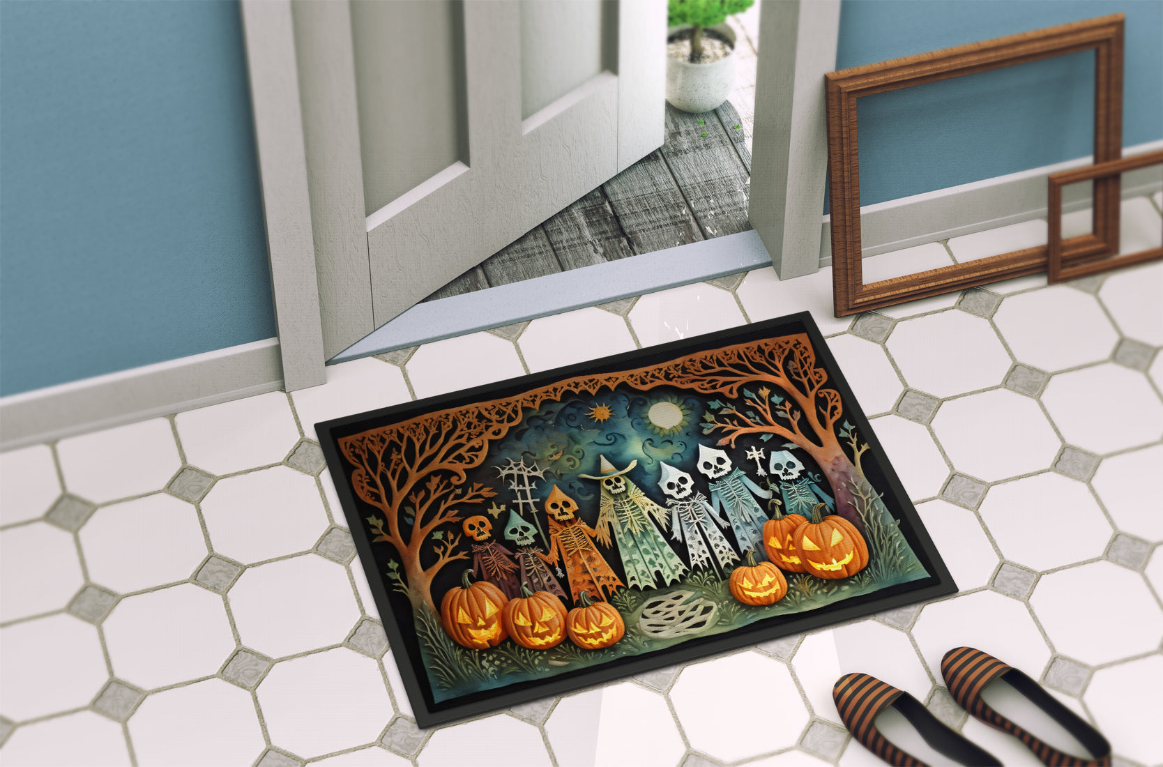 Papel Picado Skeletons Spooky Halloween Doormat - One Color / One Size - Home & Garden - Home Textile - Carpets & Rugs