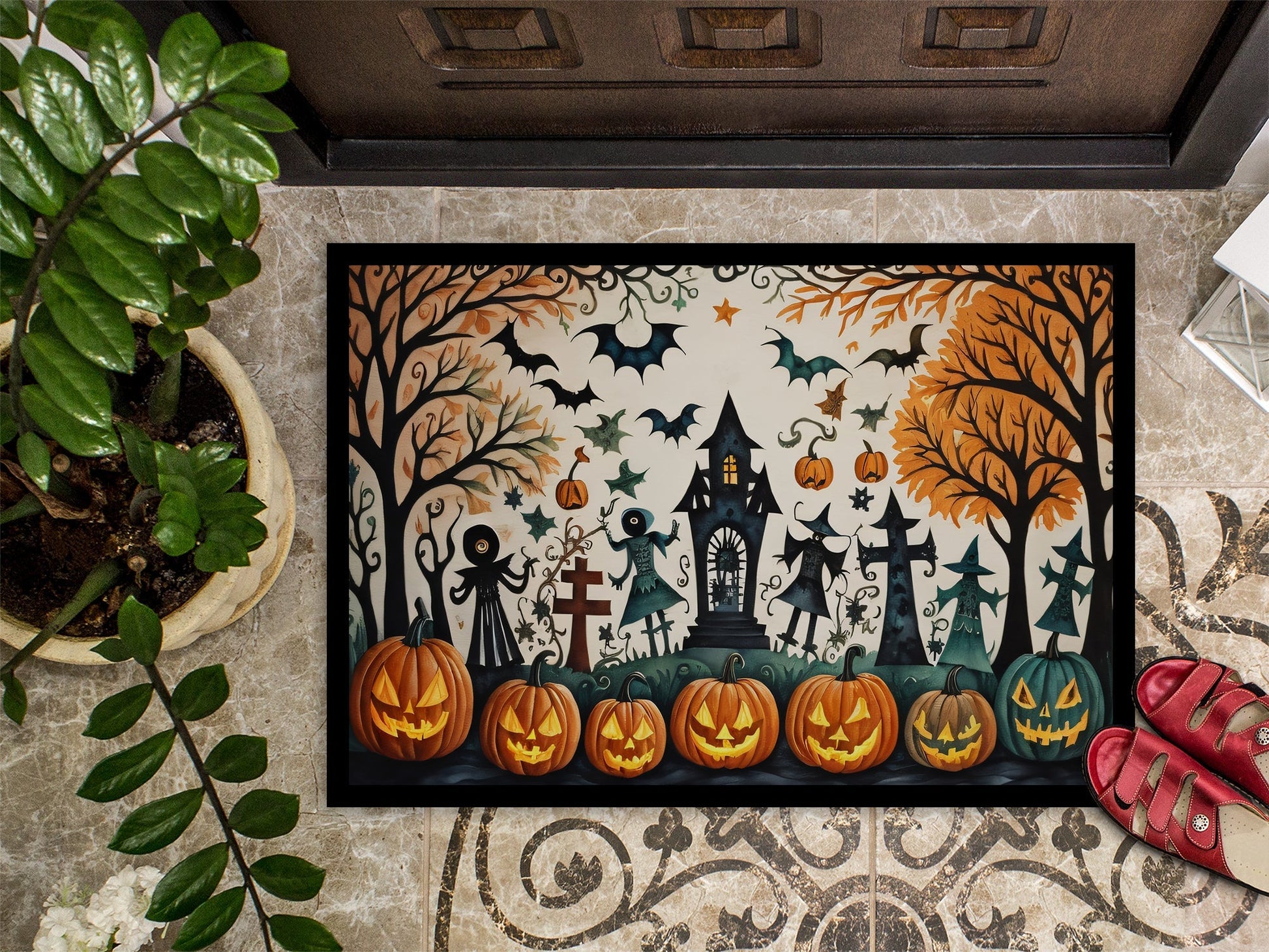 Papel Picado Skeletons Spooky Halloween Doormat - One Color / One Size - Home & Garden - Home Textile - Carpets & Rugs