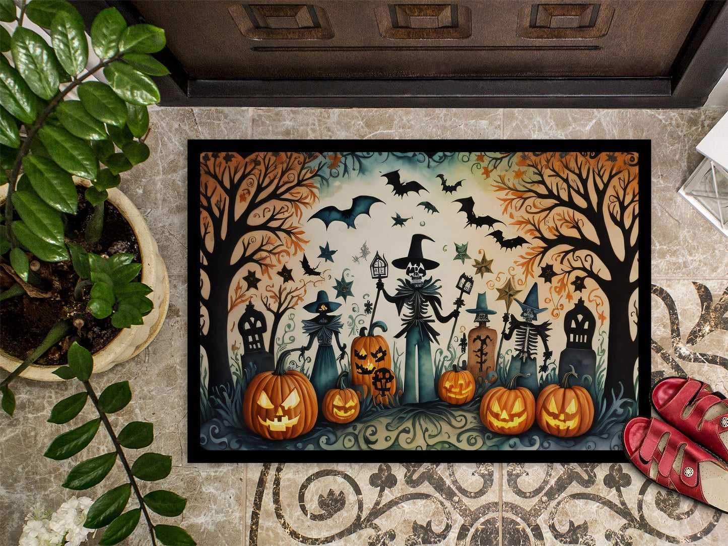 Papel Picado Skeletons Spooky Halloween Doormat - One Color / One Size - Home & Garden - Home Textile - Carpets & Rugs