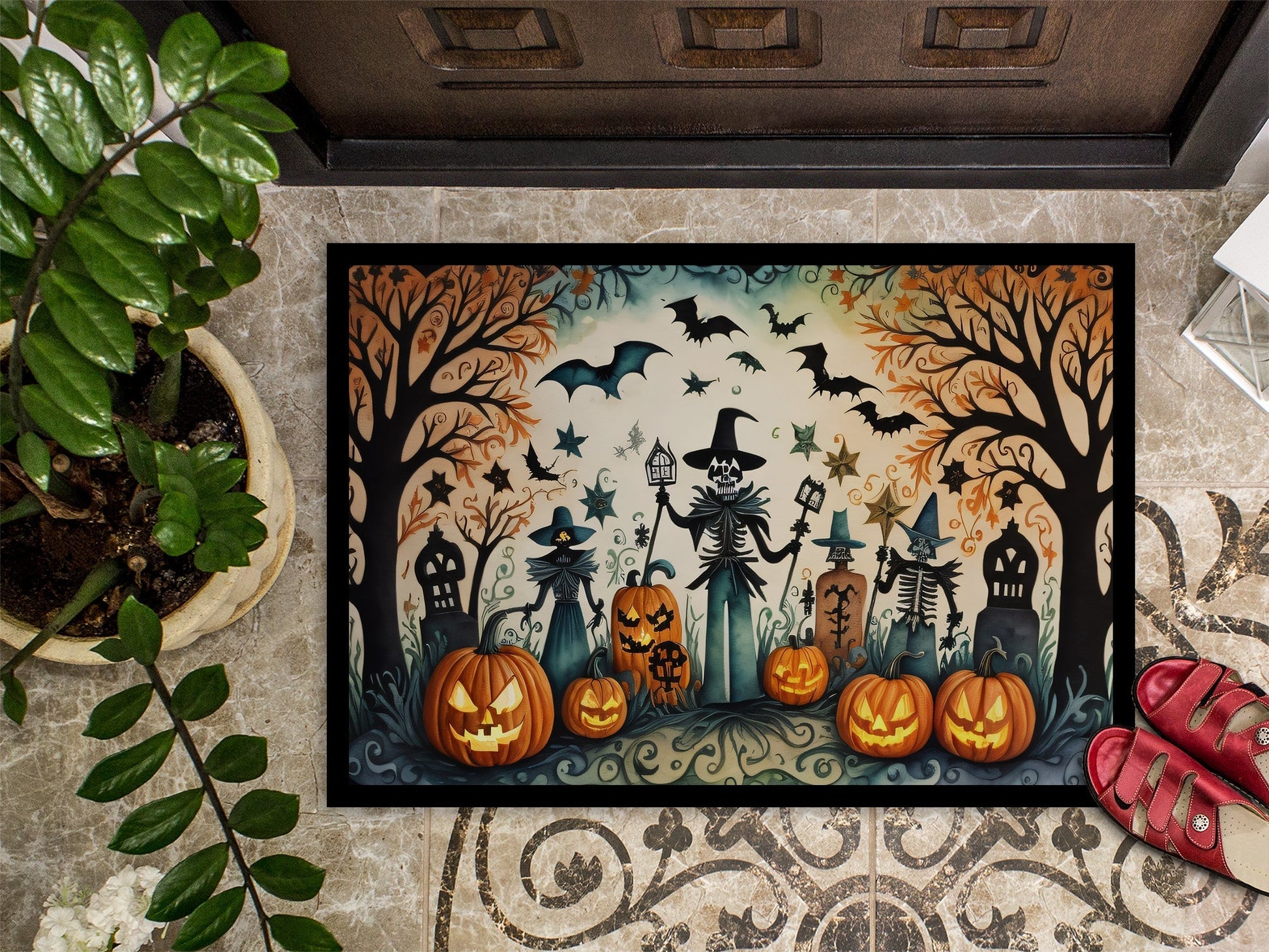 Papel Picado Skeletons Spooky Halloween Doormat - One Color / One Size - Home & Garden - Home Textile - Carpets & Rugs