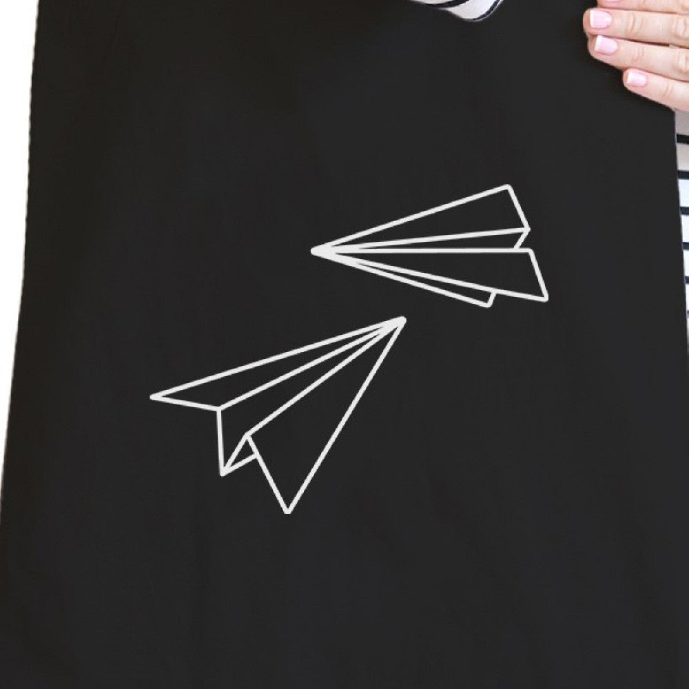 Paper Airplane Black Canvas Bag Tote Bag - One Color / One Size - Bags & Luggage - Women’s Bags
