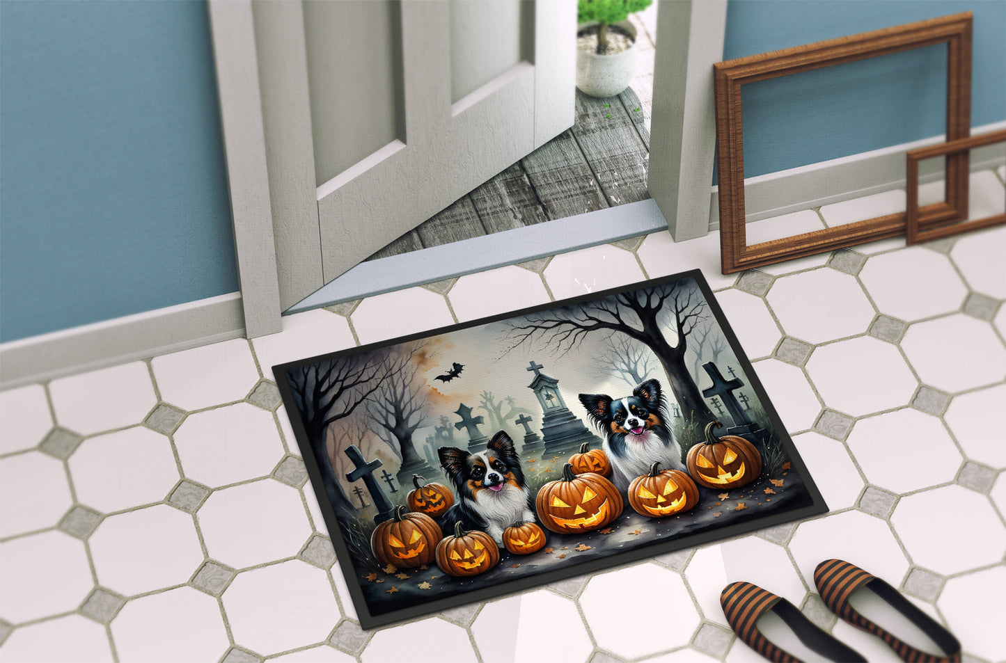 Papillon Spooky Halloween Doormat - One Color / One Size - Home & Garden - Home Textile - Carpets & Rugs