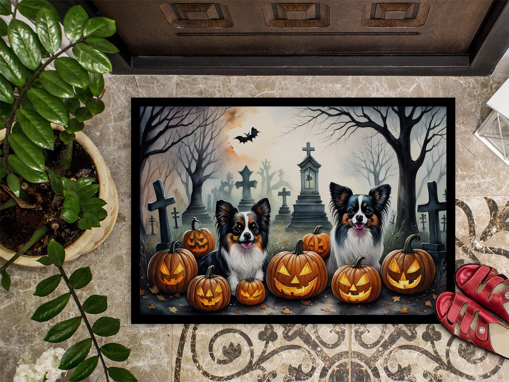 Papillon Spooky Halloween Doormat - One Color / One Size - Home & Garden - Home Textile - Carpets & Rugs