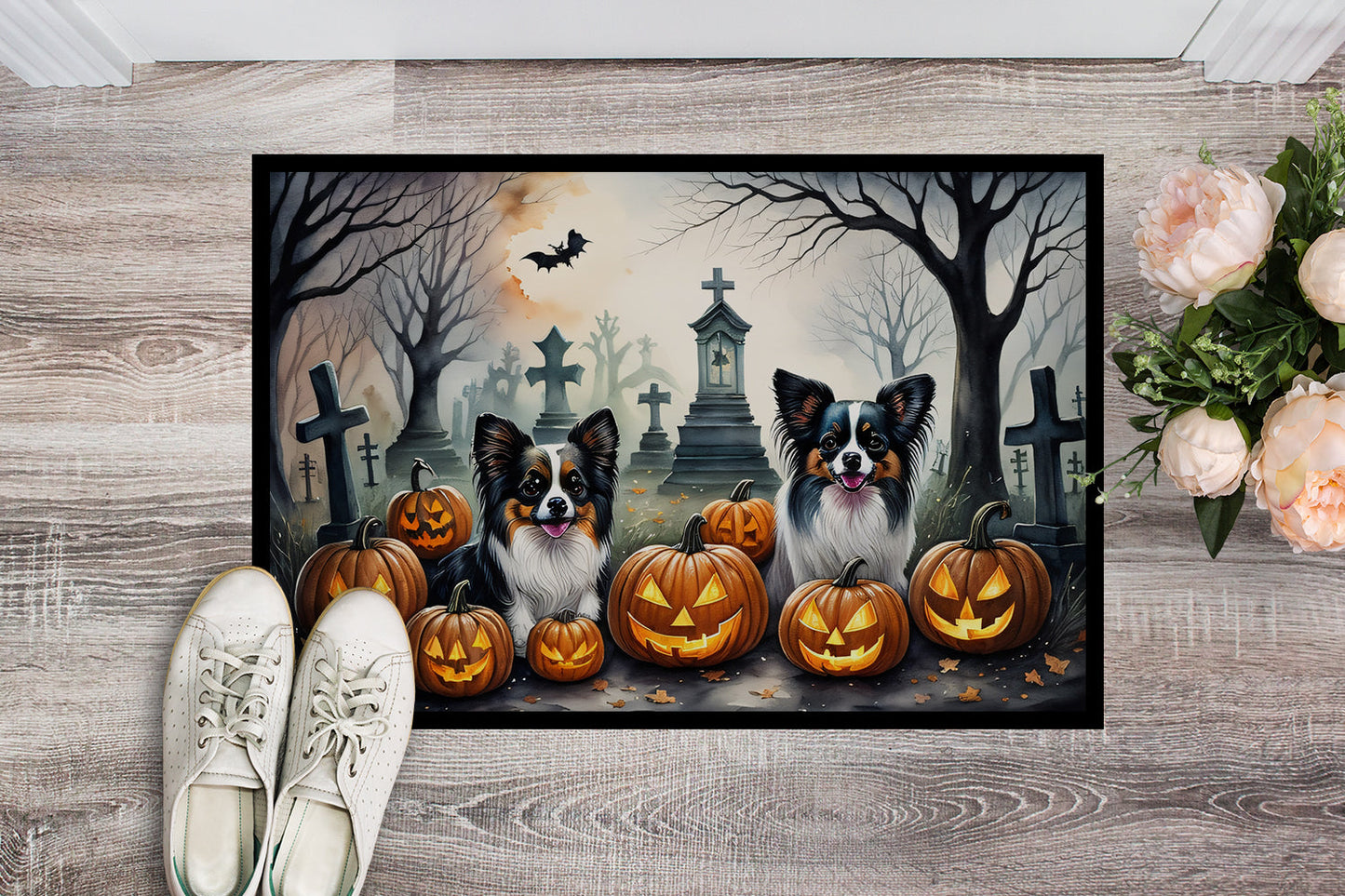 Papillon Spooky Halloween Doormat - One Color / One Size - Home & Garden - Home Textile - Carpets & Rugs