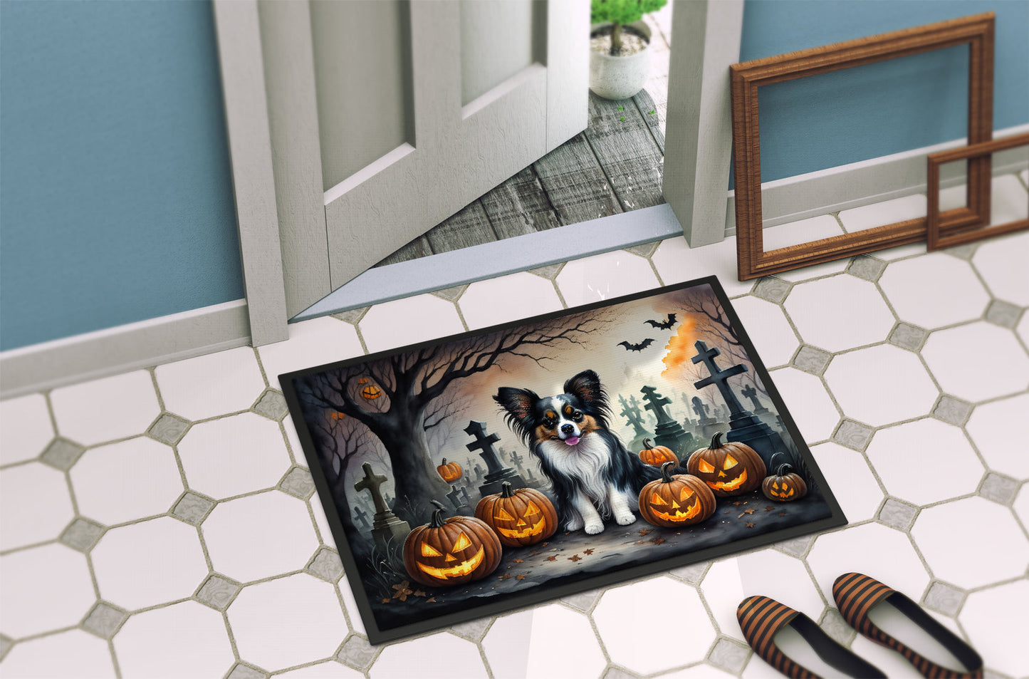 Papillon Spooky Halloween Doormat - One Color / One Size - Home & Garden - Home Textile - Carpets & Rugs