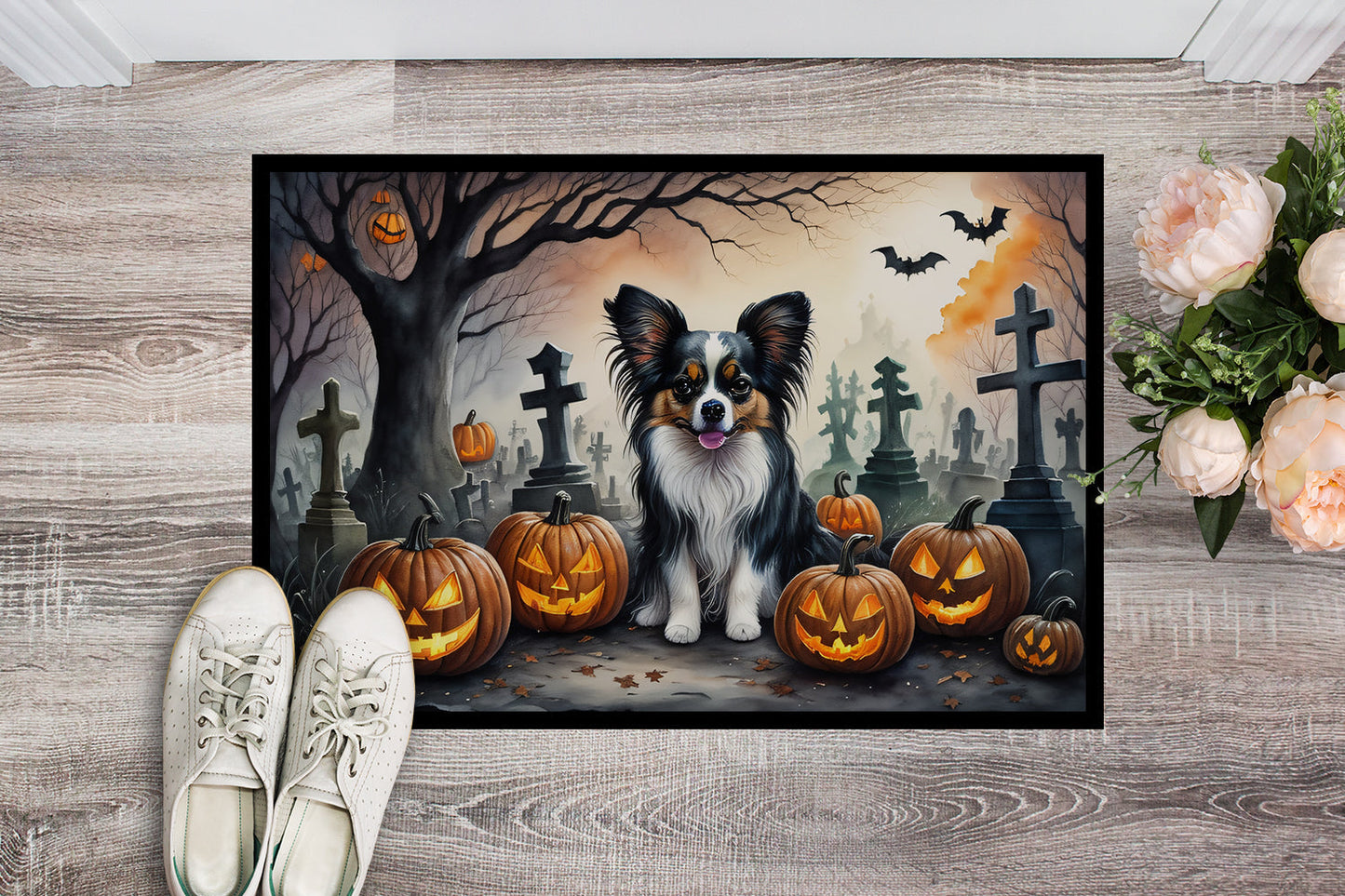 Papillon Spooky Halloween Doormat - One Color / One Size - Home & Garden - Home Textile - Carpets & Rugs
