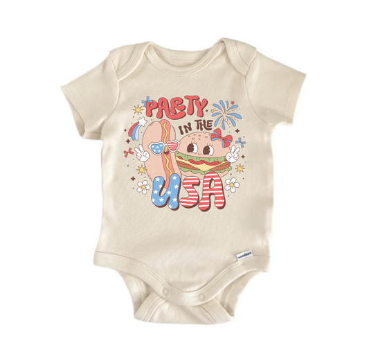 Party in the Usa July 4th Patriotic - Baby Boy Girl Bodysuit Funny Cute Newborn - Kids & Babies - Mother & Kids - Boys’