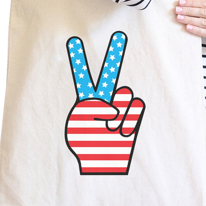 Peace American Flag Design Eco Bag Peace Sign Canvas Tote Bag - One Color / One Size - Bags & Luggage - Women’s Bags