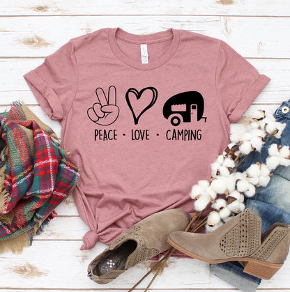 Peace Love Camping T-Shirt - Women’s Fashion - Women’s Clothing - Tops & Tees - T-Shirts