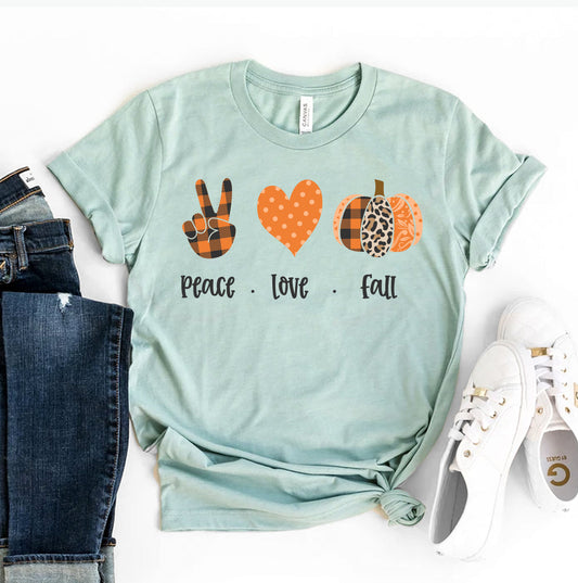 Peace Love Fall T-Shirt - Women’s Fashion - Women’s Clothing - Tops & Tees - T-Shirts