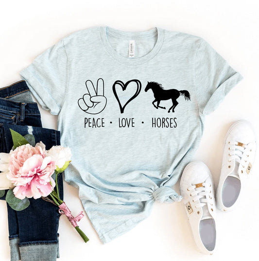 Peace Love Horses T-Shirt - Women’s Fashion - Women’s Clothing - Tops & Tees - T-Shirts