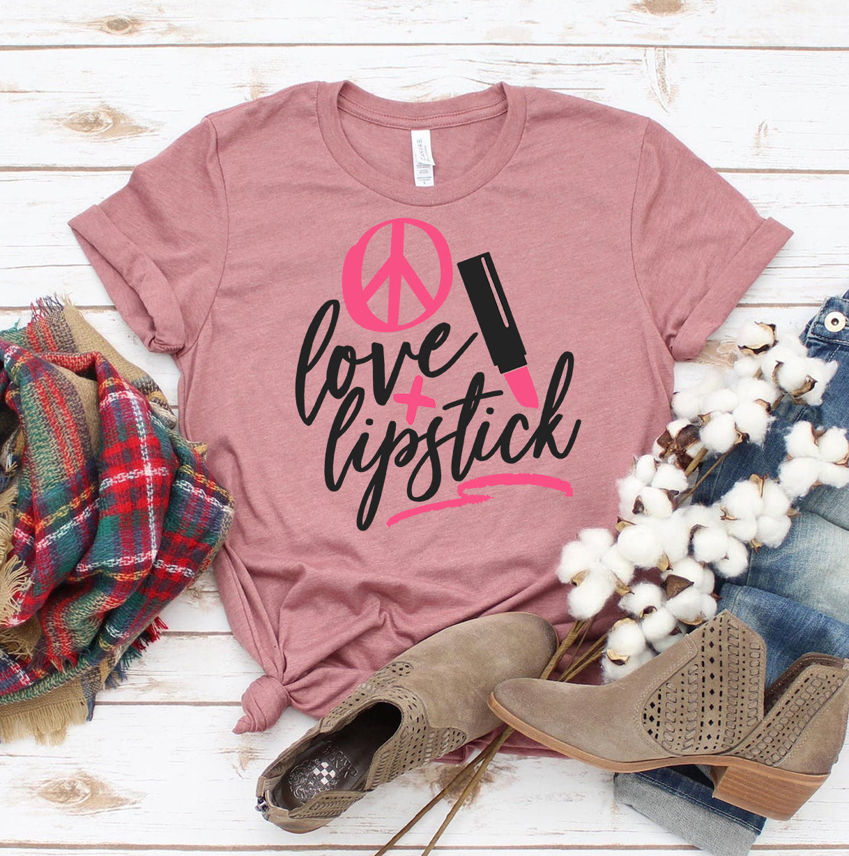Peace Love Lipstick T-Shirt - Women’s Fashion - Women’s Clothing - Tops & Tees - T-Shirts