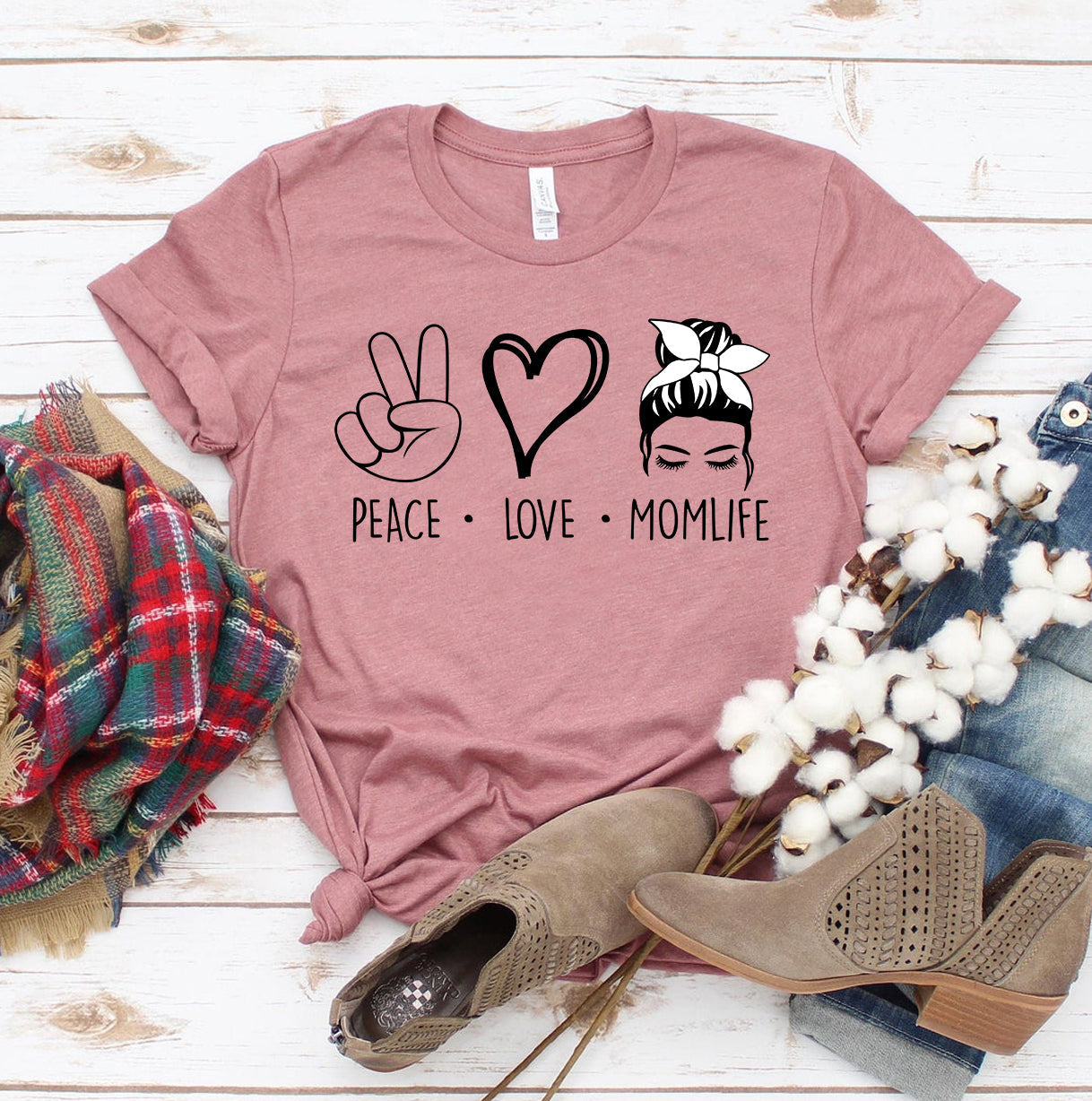 Peace Love Mom Life T-Shirt - Women’s Fashion - Women’s Clothing - Tops & Tees - T-Shirts