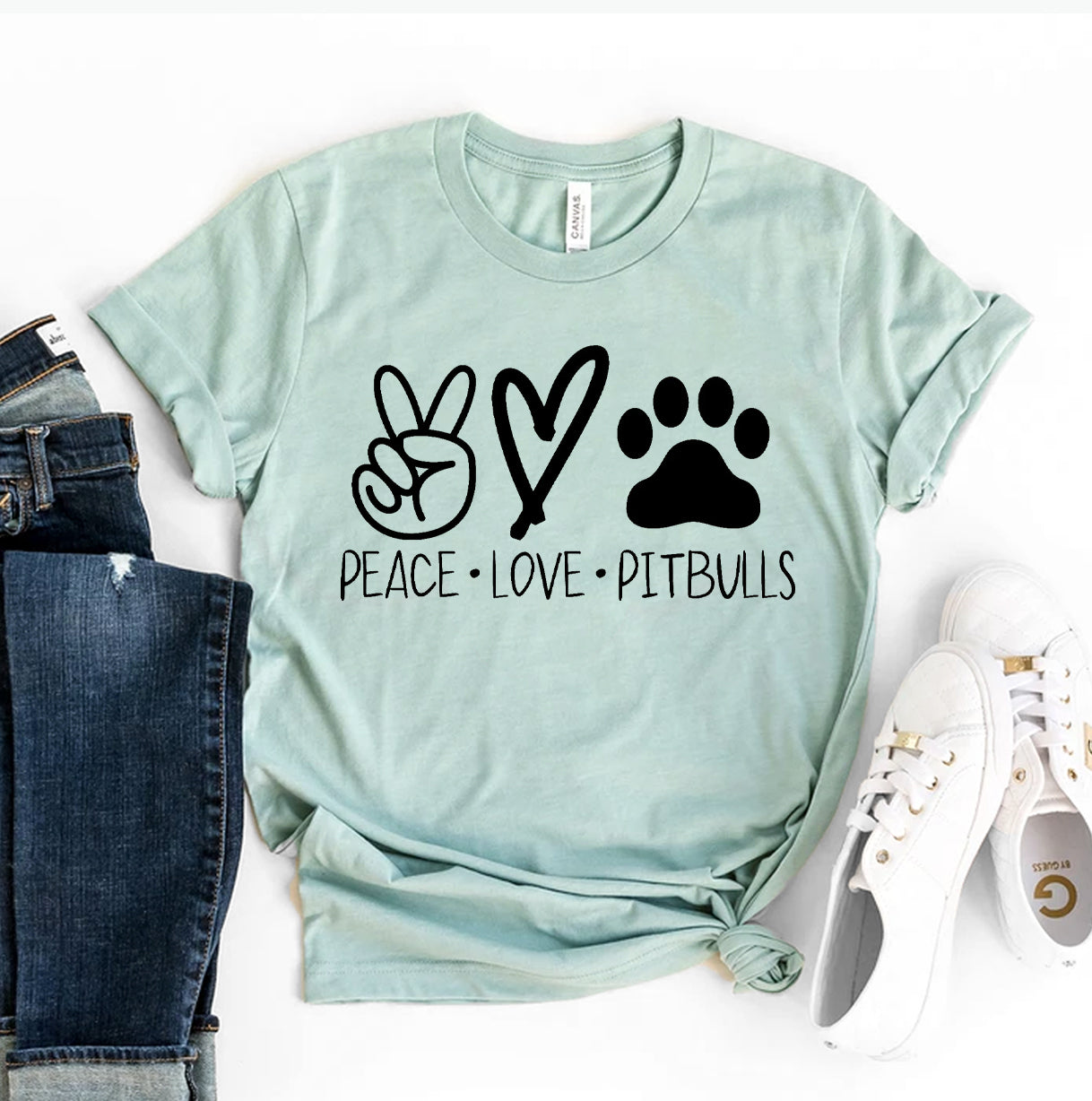 Peace Love Pitbulls T-Shirt - Women’s Fashion - Women’s Clothing - Tops & Tees - T-Shirts
