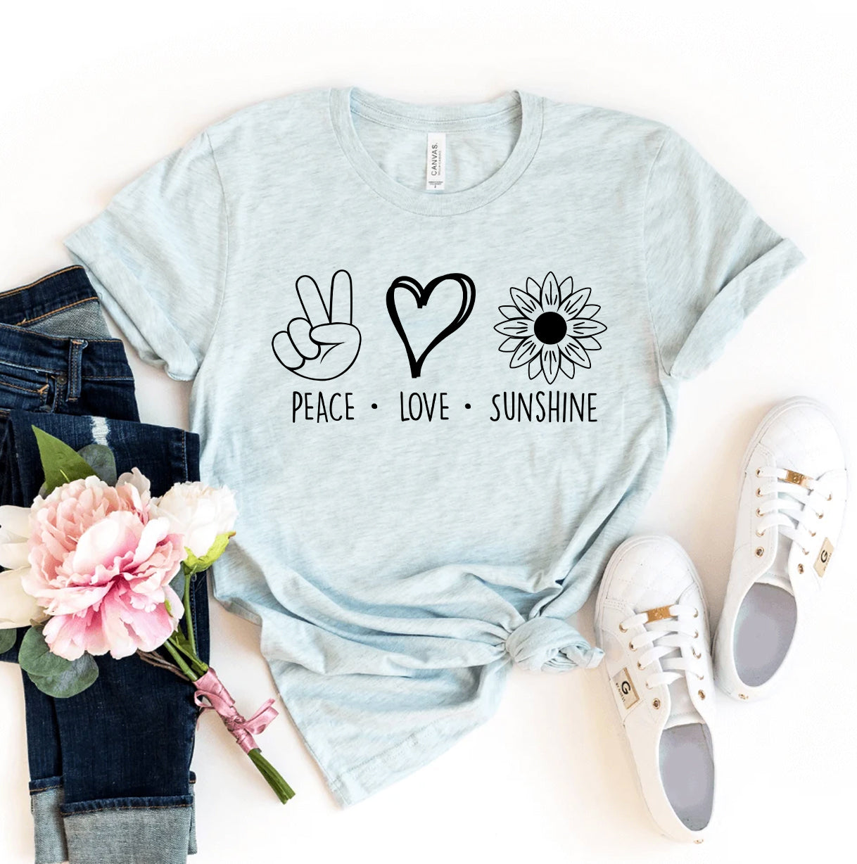 Peace Love Sunshine T-Shirt - Women’s Fashion - Women’s Clothing - Tops & Tees - T-Shirts