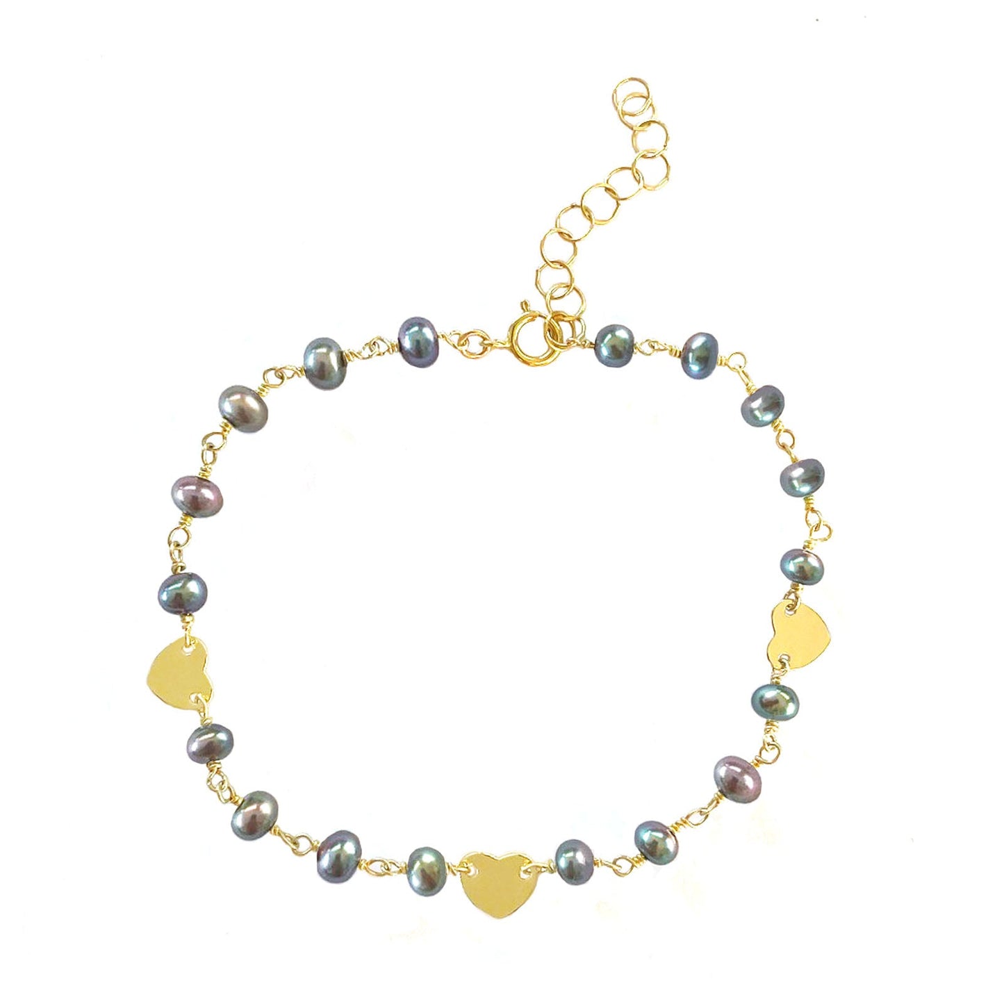 Peacock Pearl and Heart Charm Bracelet - One Color / One Size - Jewelry & Accessories - Bracelets & Bangles - Charm