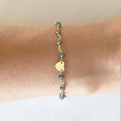 Peacock Pearl and Heart Charm Bracelet - One Color / One Size - Jewelry & Accessories - Bracelets & Bangles - Charm