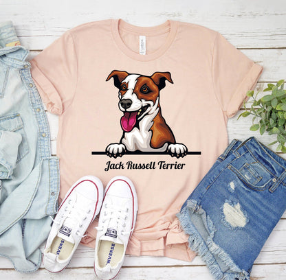 Peeking Jack Russell Terrier Dog T-Shirt - Women’s Fashion - Women’s Clothing - Tops & Tees - T-Shirts